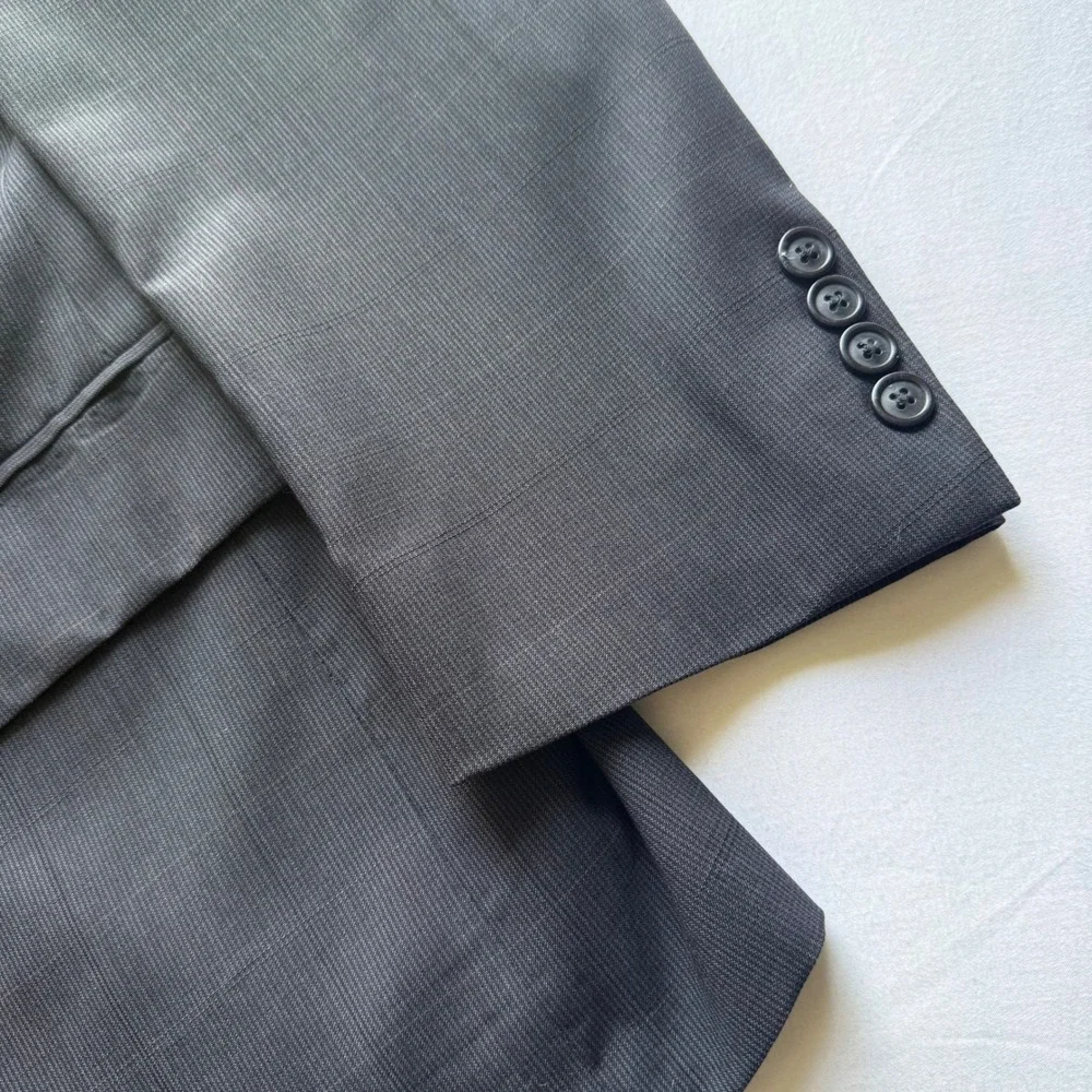 Burberrys Prestige Collection Blazer Charcoal Grey Windowpane Check Sport Coat